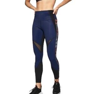Athleta Lotus Precision Athletic Leggings Blue Color Block Size Small